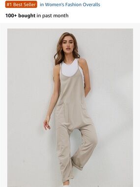 Amazon Beige Relaxed Women's Jumpsuit Romper